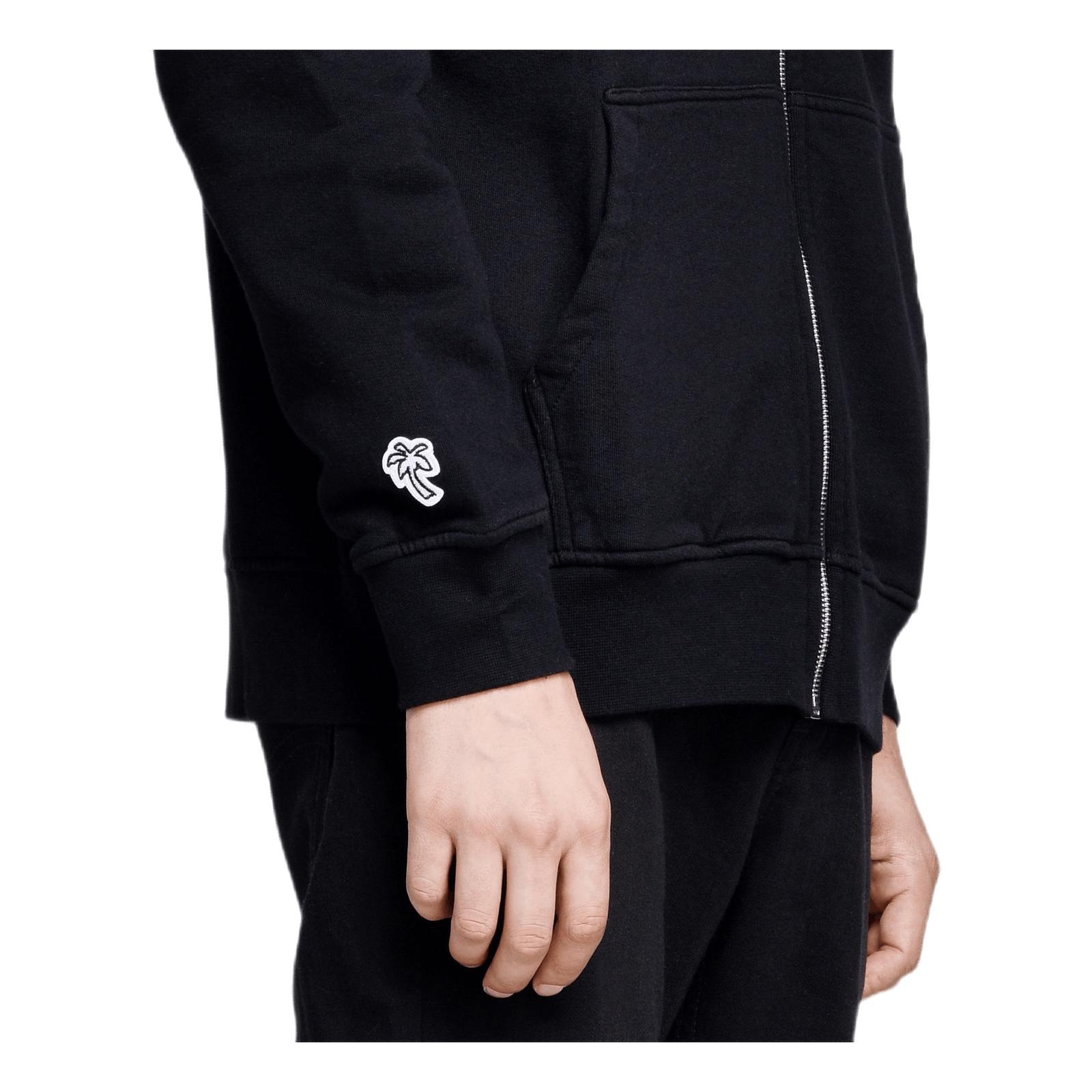 Felt Logo Zip Hoodie Black