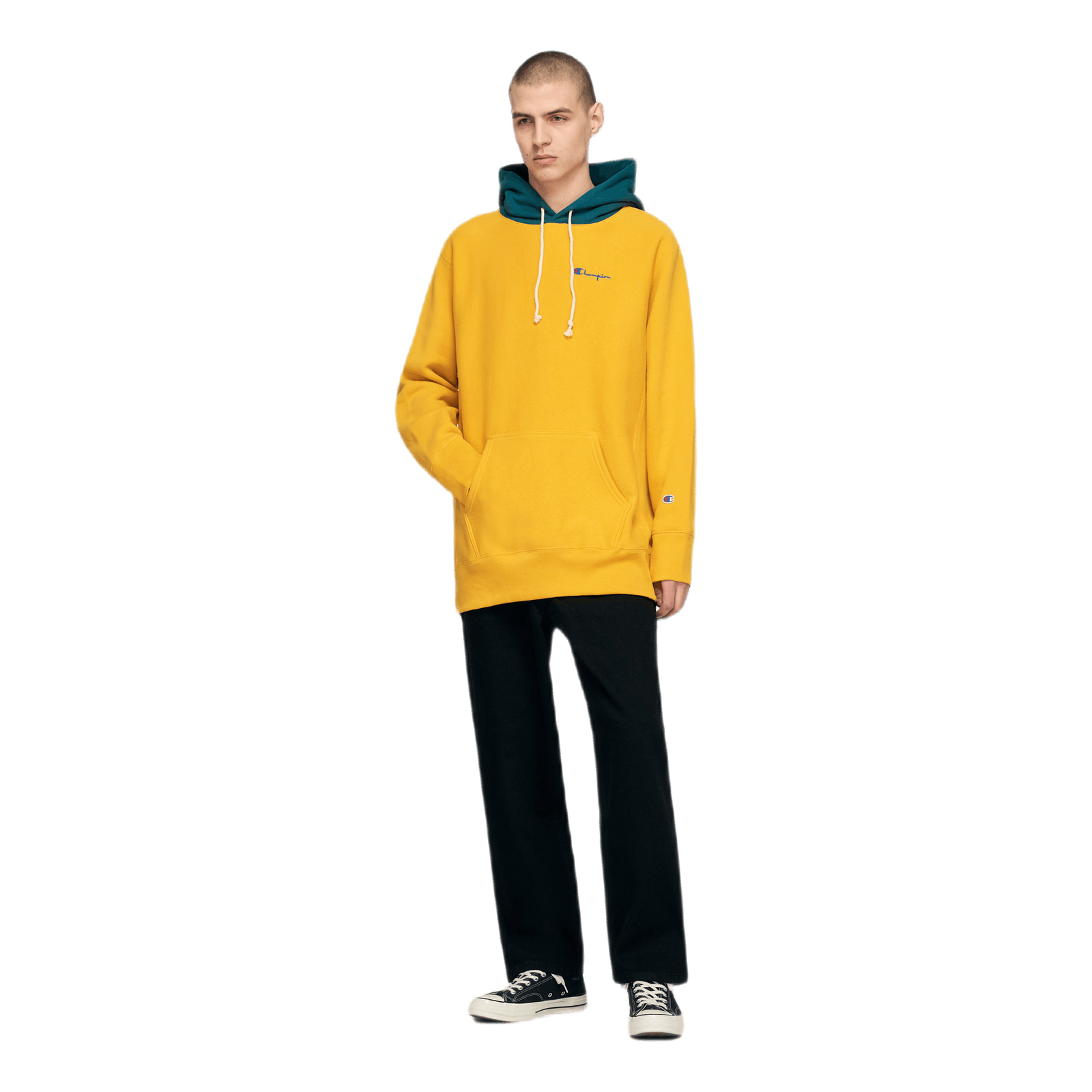 Color Block Hooded Sweatshirt Yellow