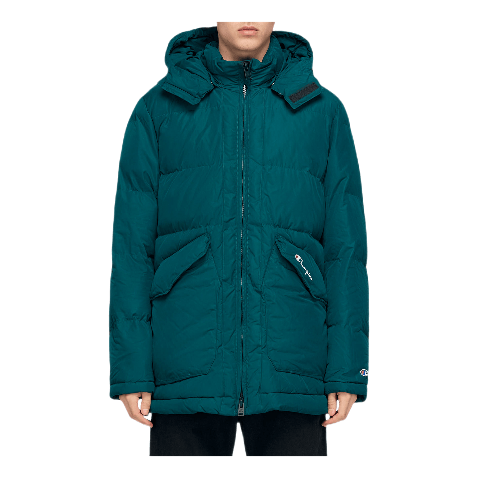 Long Hooded Puff Jacket Green