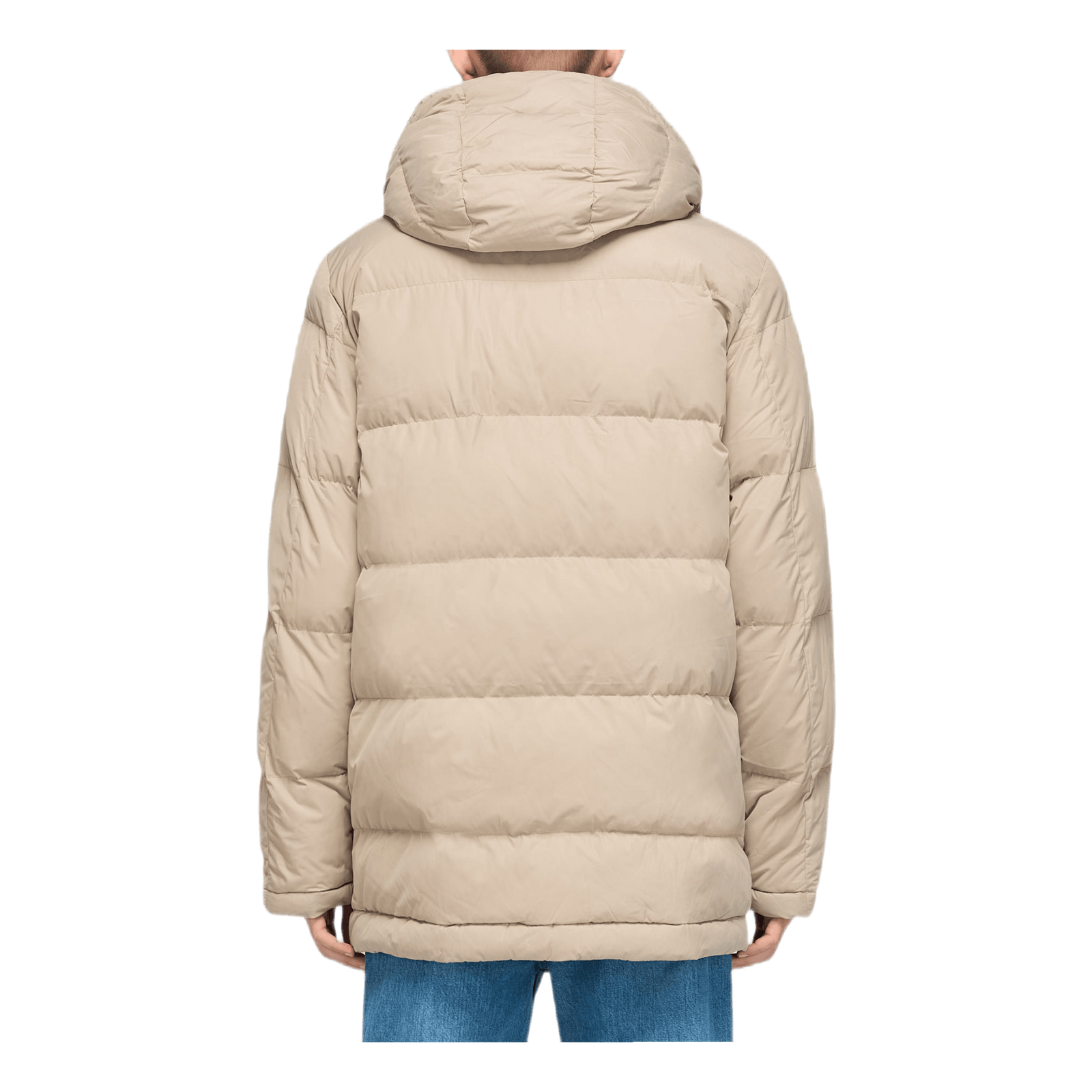 Long Hooded Puff Jacket Khaki