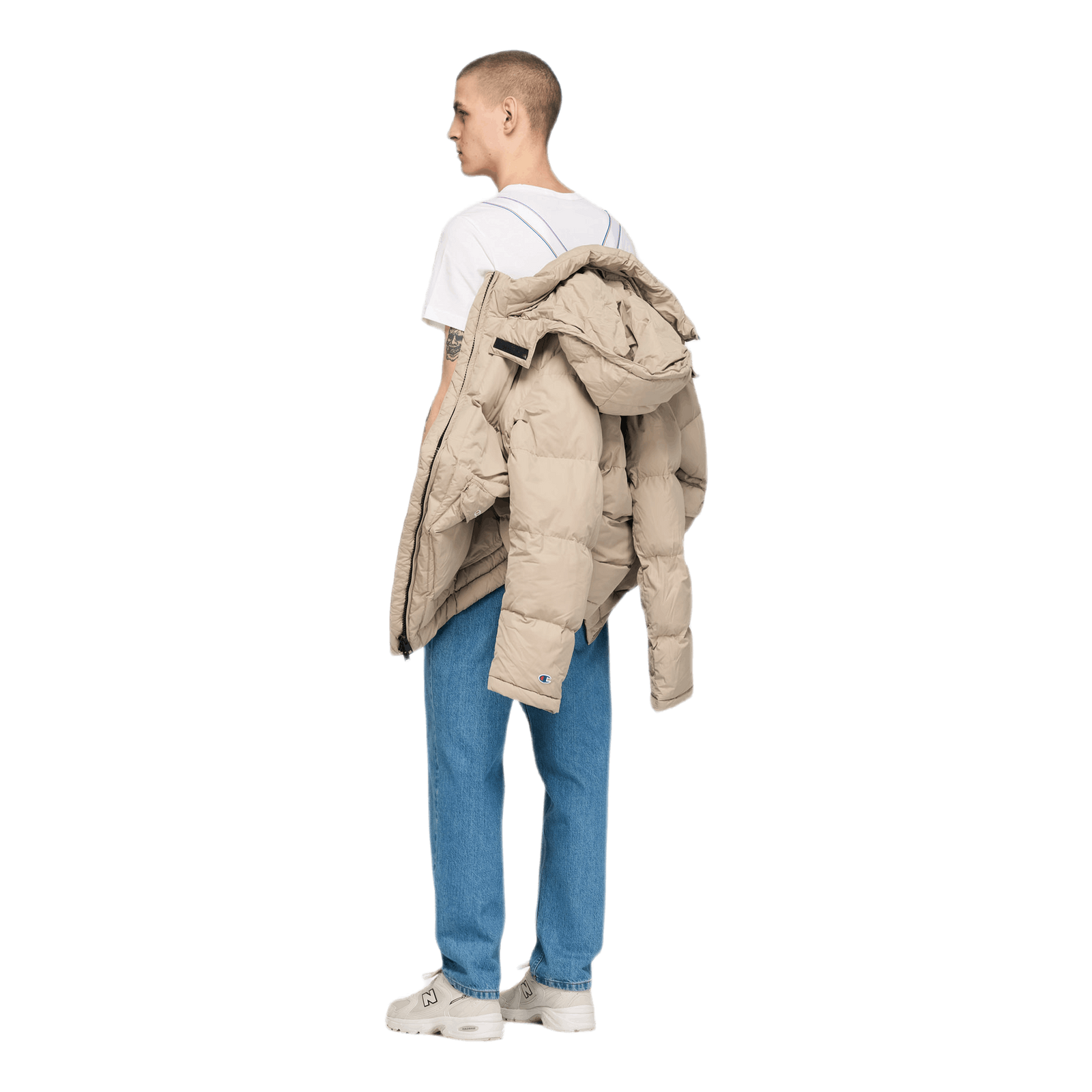 Long Hooded Puff Jacket Khaki