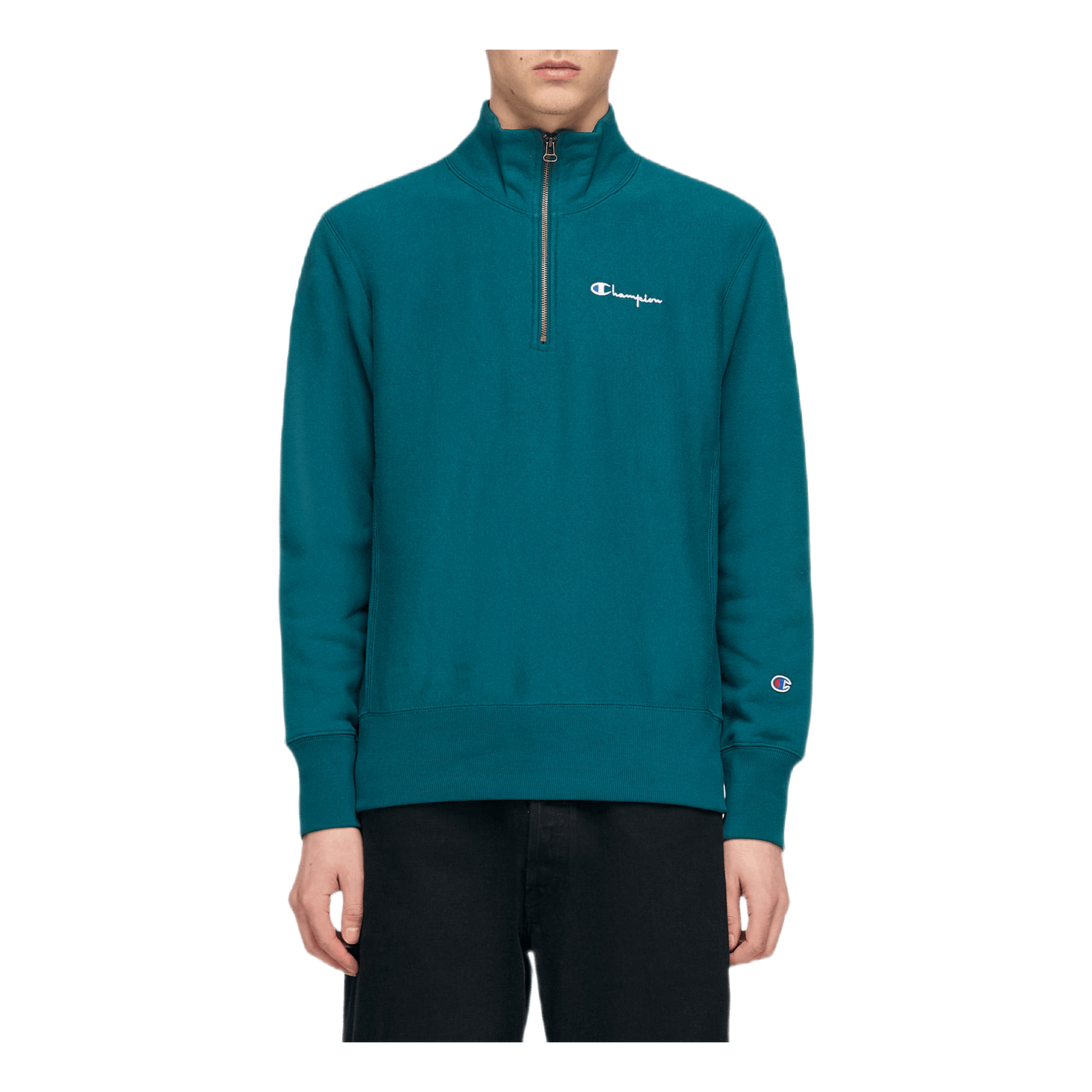 Small Script Half Zip Sweatshi Green