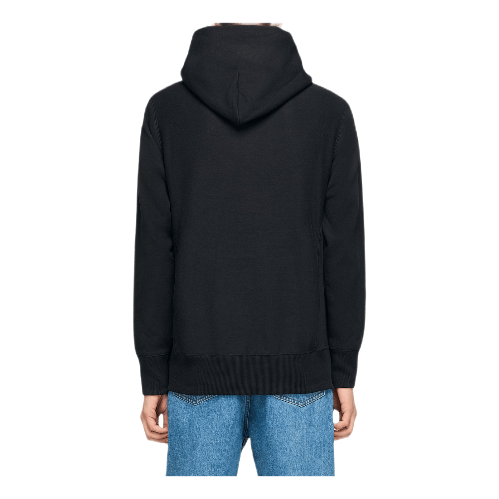 Reverse Weave Pullover Hood Black