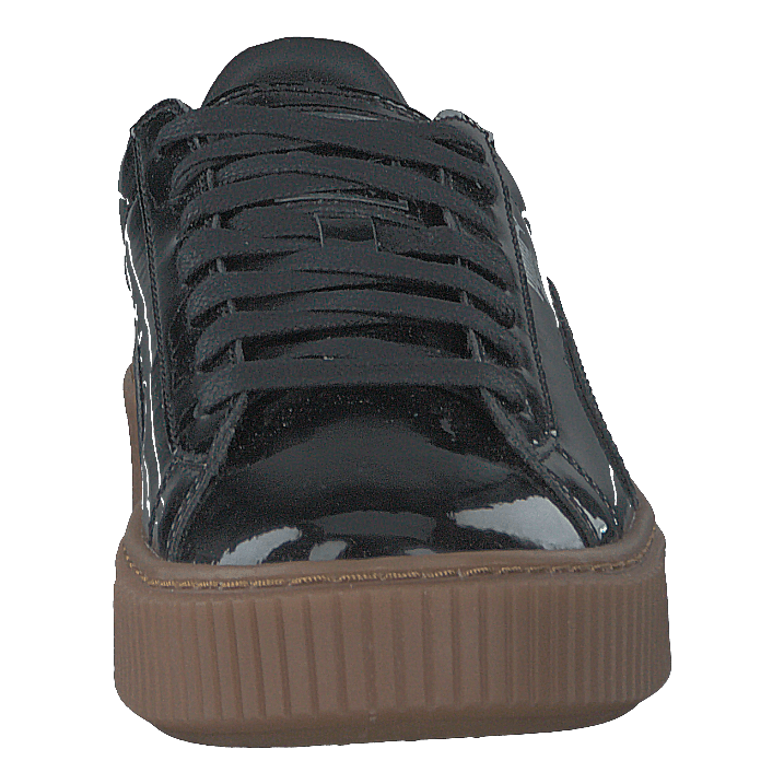 Basket Platform Patent Sneaker Black
