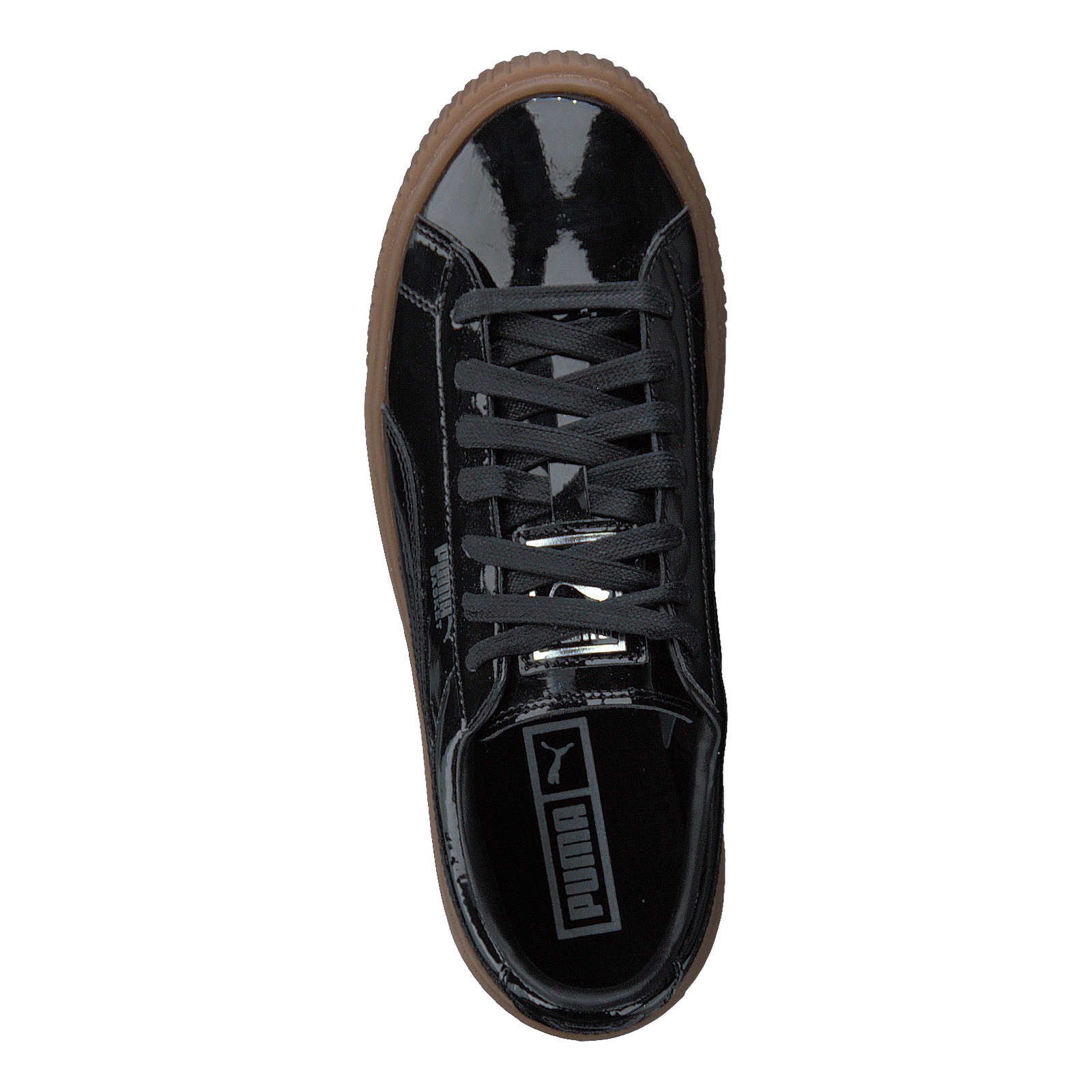 Basket Platform Patent Sneaker Black