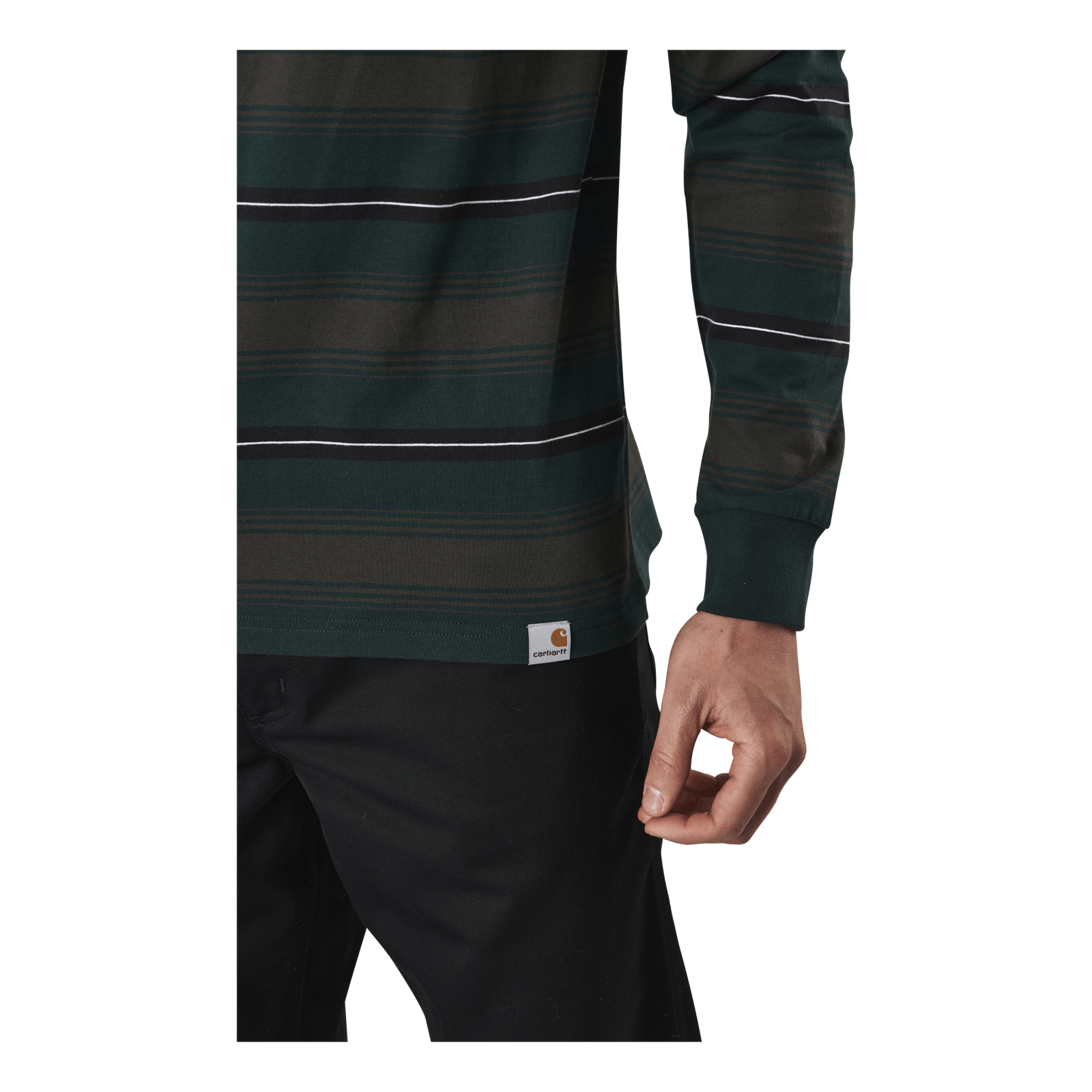 L/s Buren T-shirt Buren Stripe, Bottle Green