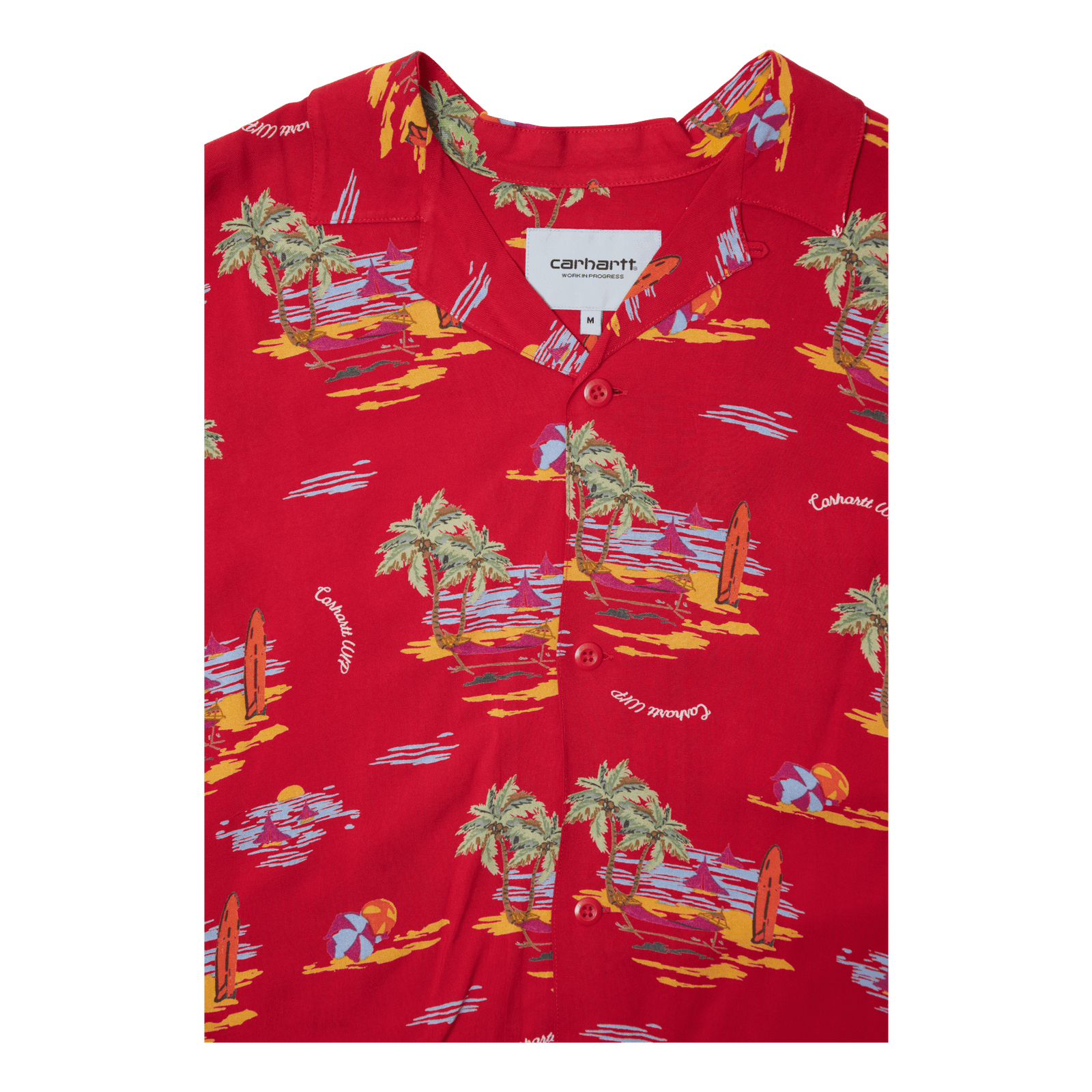 S/s Beach Shirt Beach Print, Etna Red /---