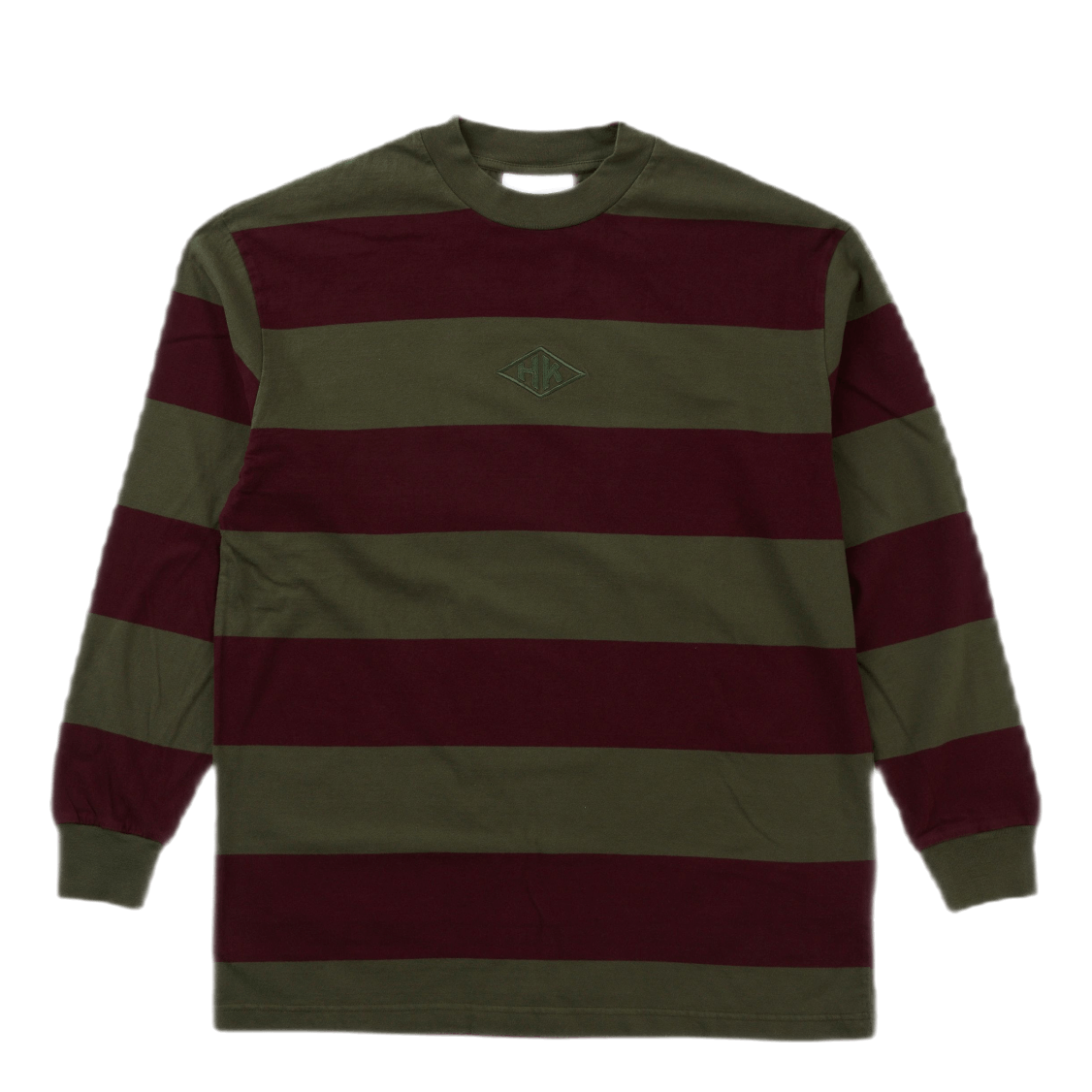 Boxy Tee Long Sleeve Burgundy Stripe