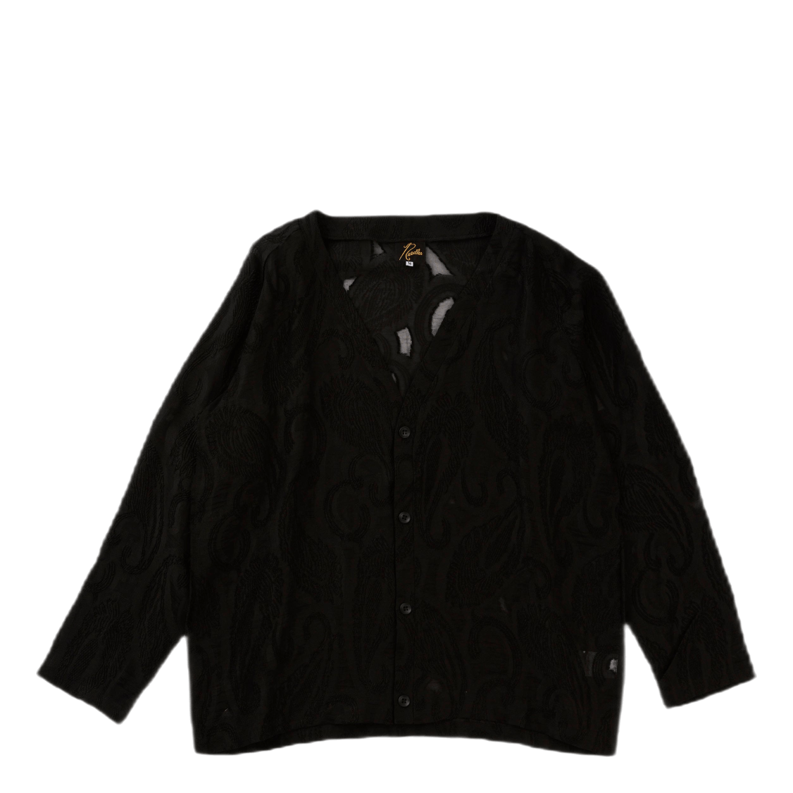 V Neck Cardigane - Paisley Cut Black