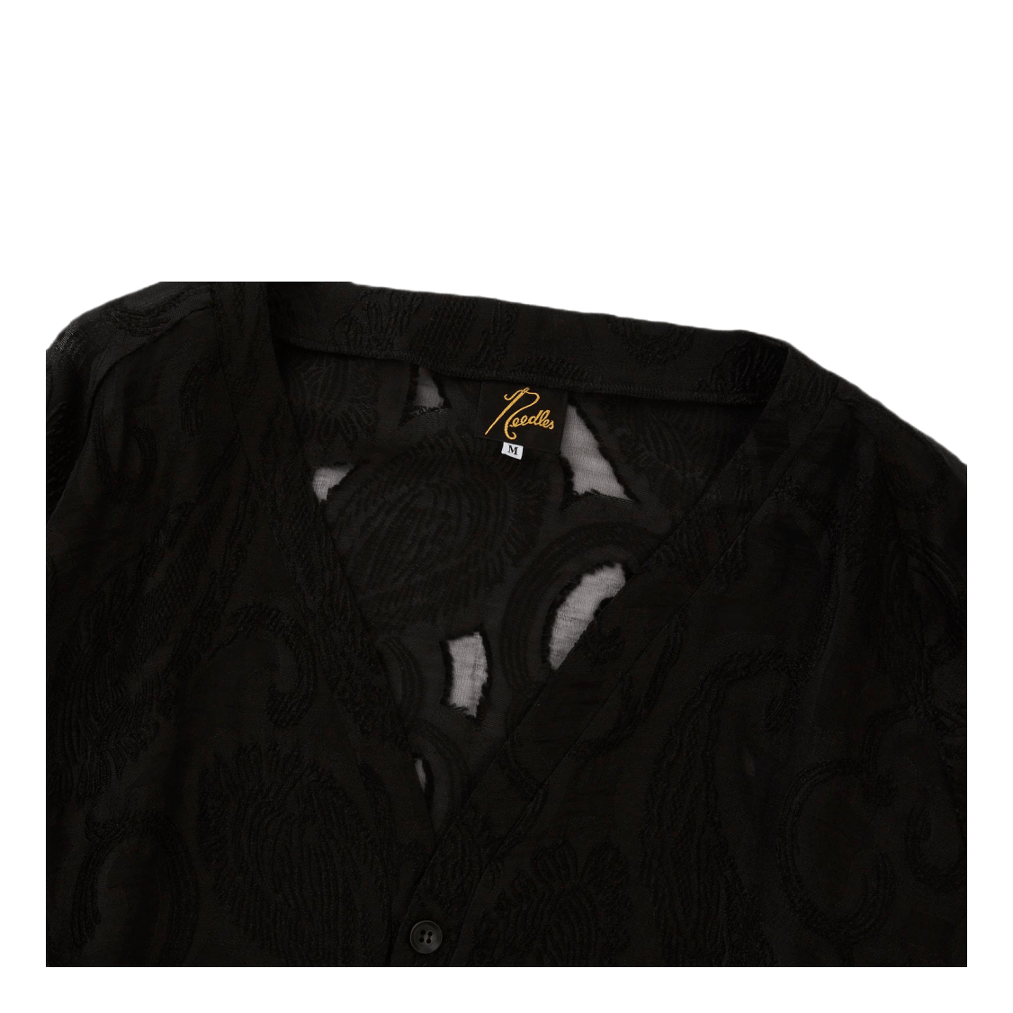 V Neck Cardigane - Paisley Cut Black