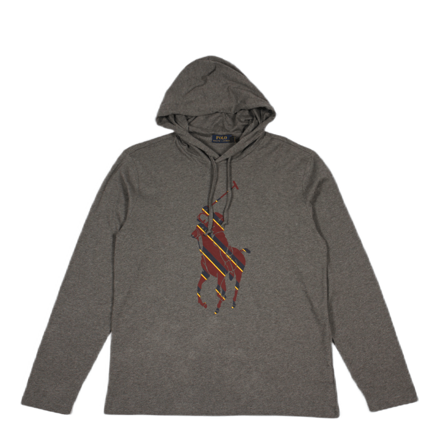 Striped Big Pony Hooded T-Shirt Grey Htr