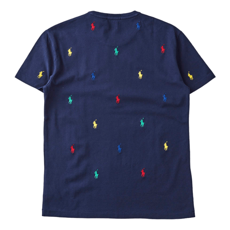 Custom Slim Fit Polo Pony Mesh T-Shirt Navy