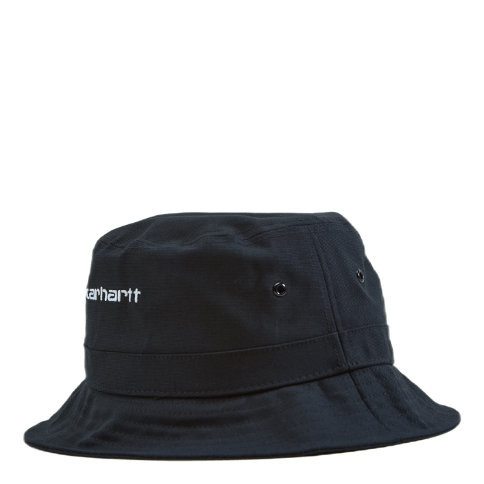 Script Bucket Hat Cotton Canva Black / White