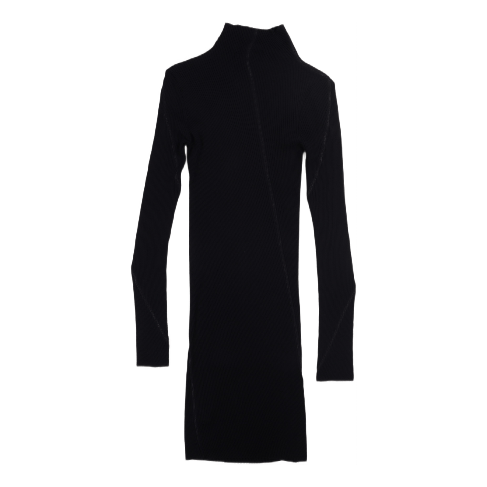 Cotton Rib High Neck Dress Black