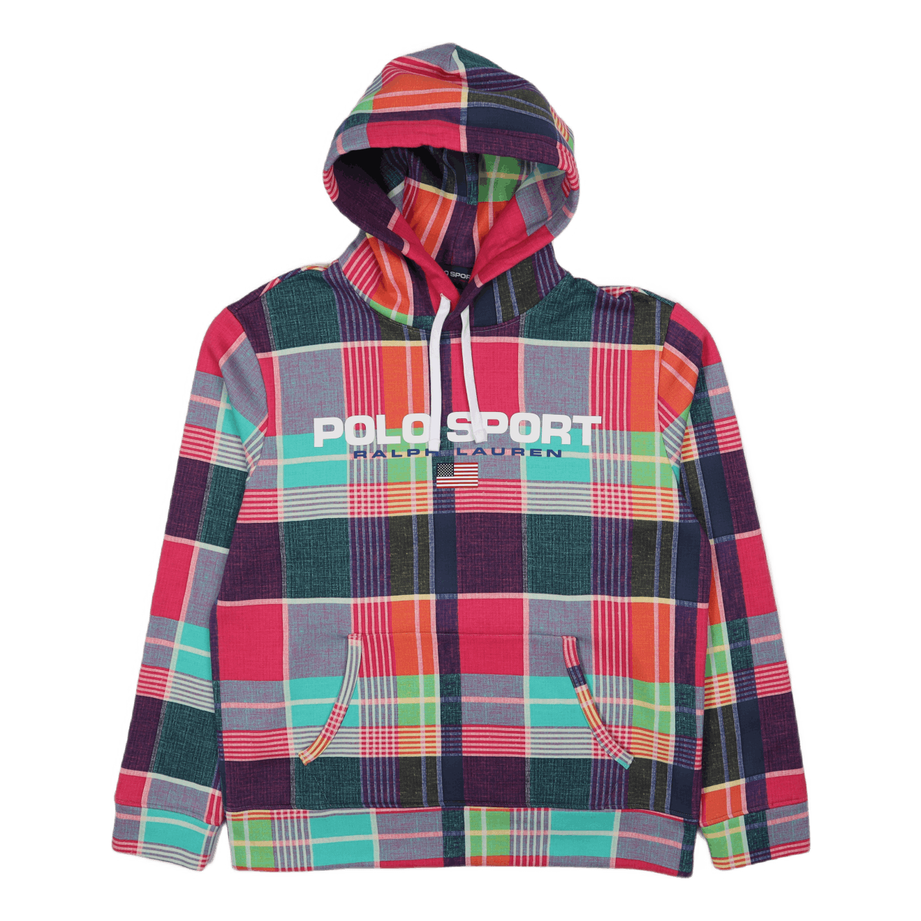 Polo Sport Madras-Print Hoodie Madras Print Pink Multi