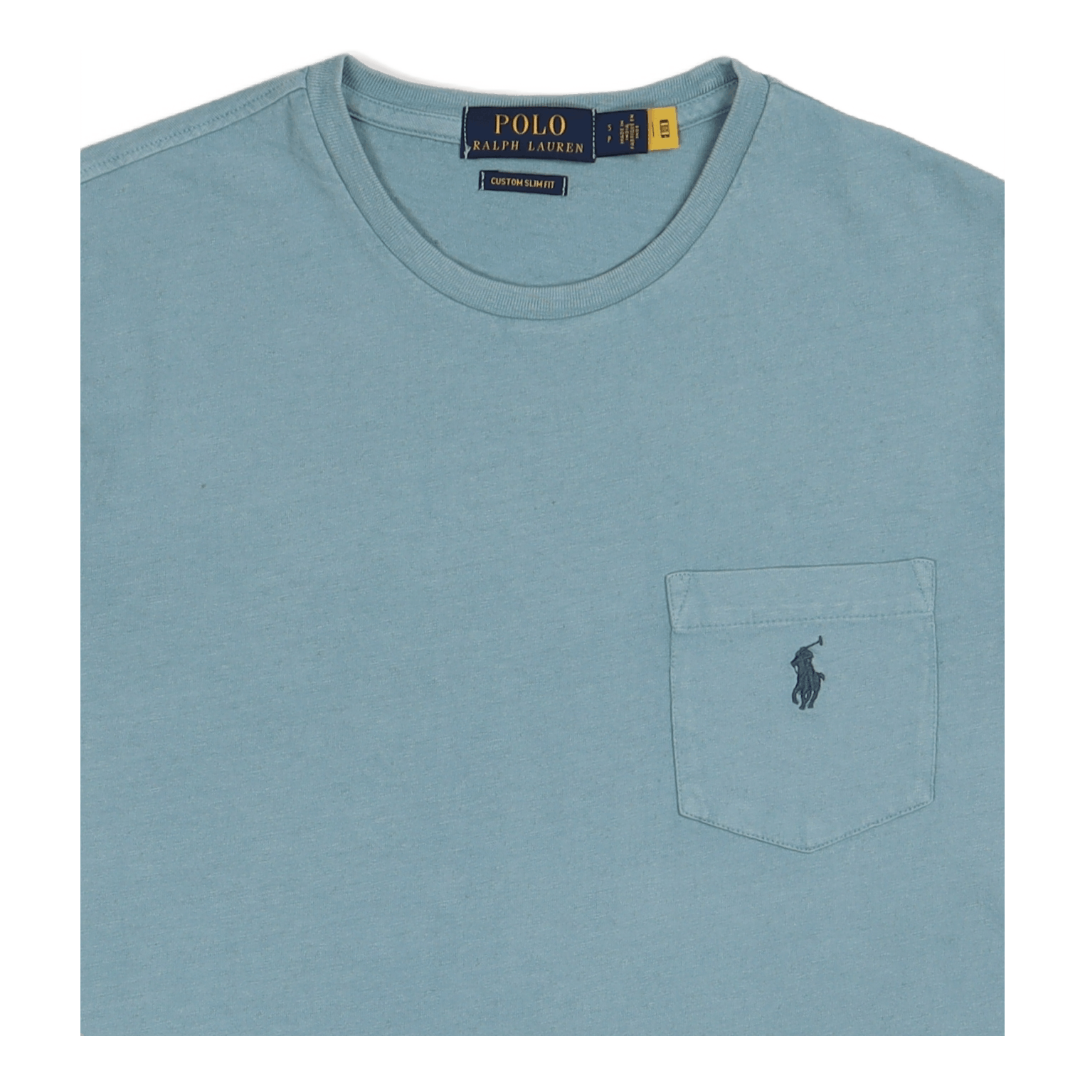 Custom Slim Cotton-Linen Pocket T-Shirt Blue Note
