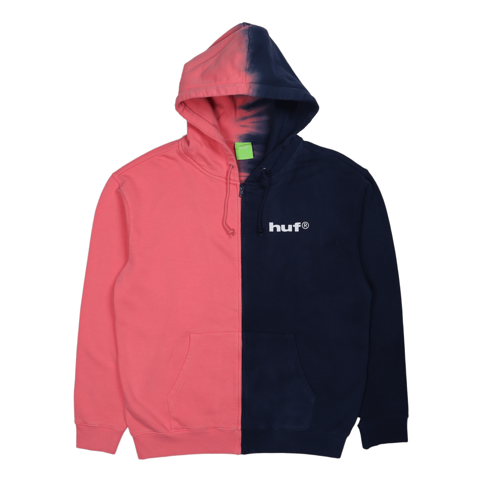 Split Dye F/z Hoodie Pink/navy