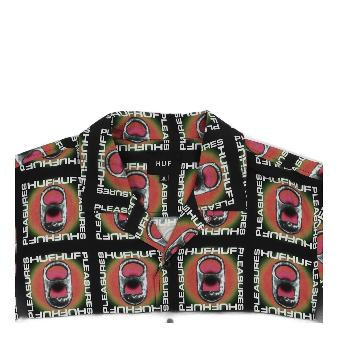 HUF X PLEASURES POP TOP RAYON WOVEN SHIRT BLACK