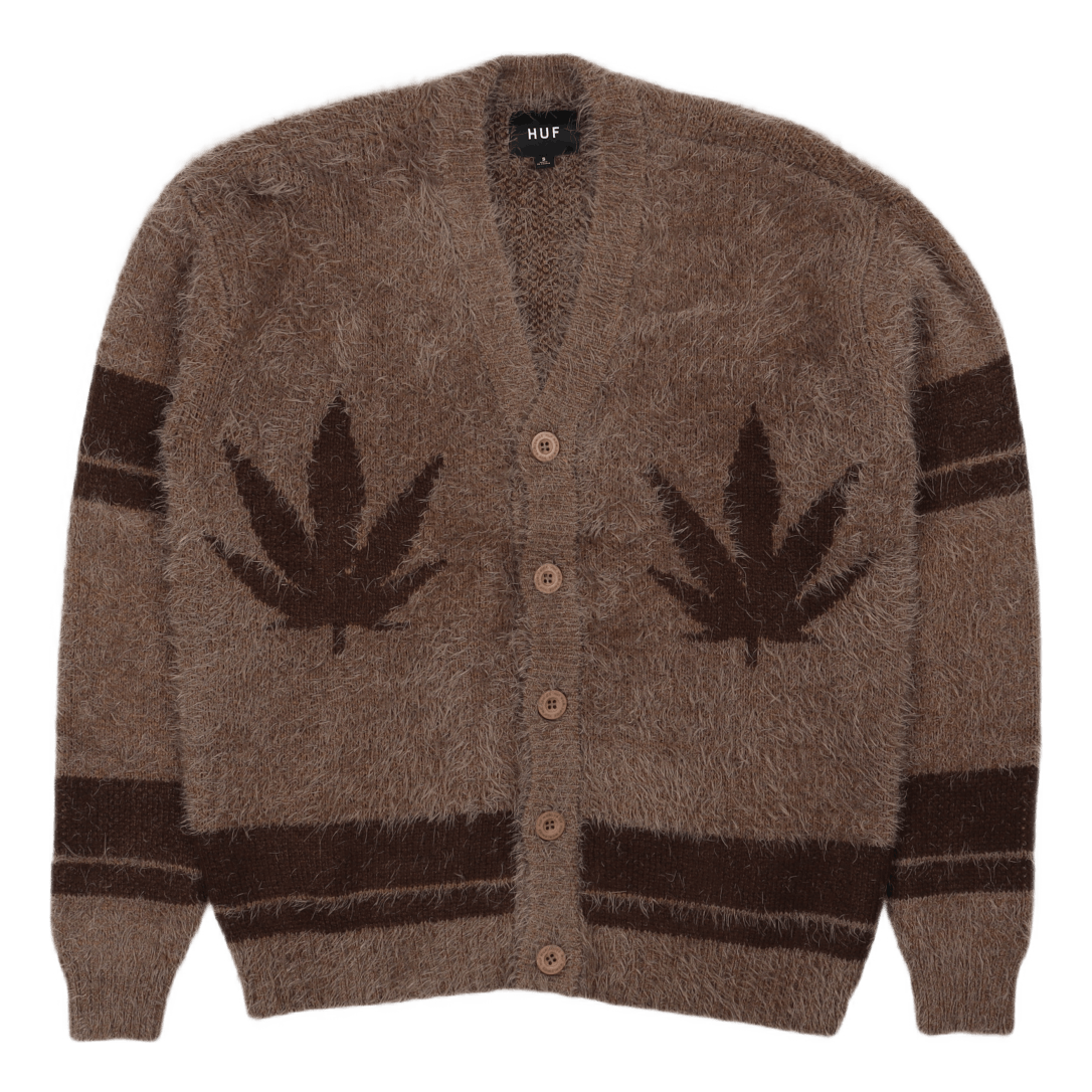 HUF X PLEASURES OUTRO CARDIGAN BROWN