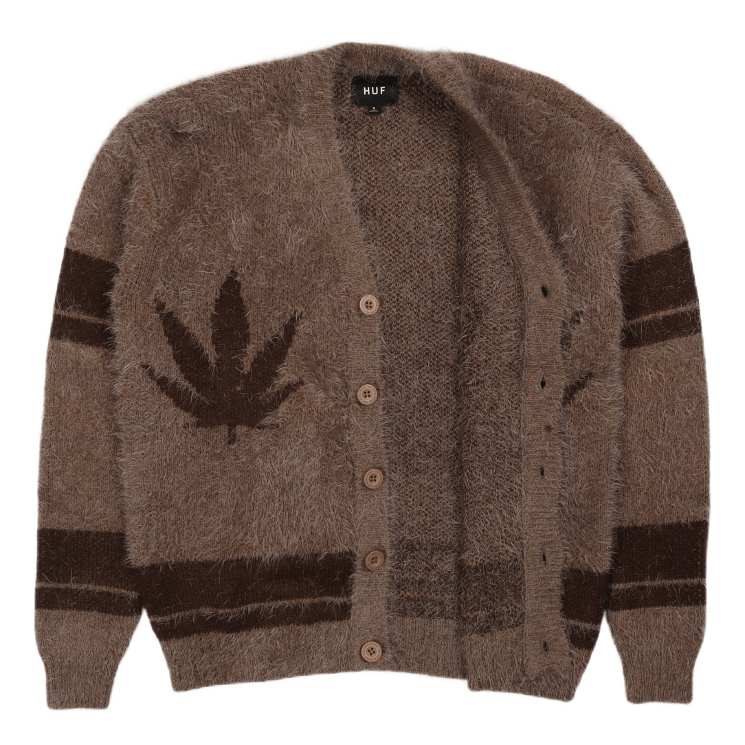 HUF X PLEASURES OUTRO CARDIGAN BROWN