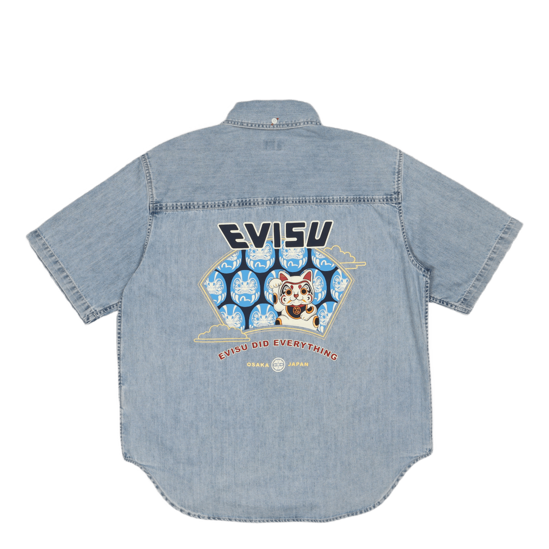 Fortune Cat With Daruma Buddy Indigo Dark Tone