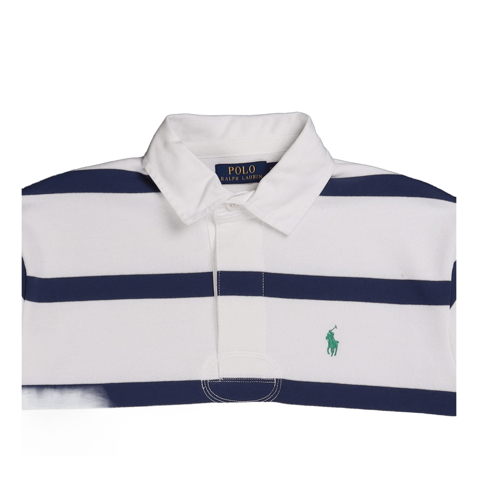 The RL Fleece Striped Rugby White/Light Navy