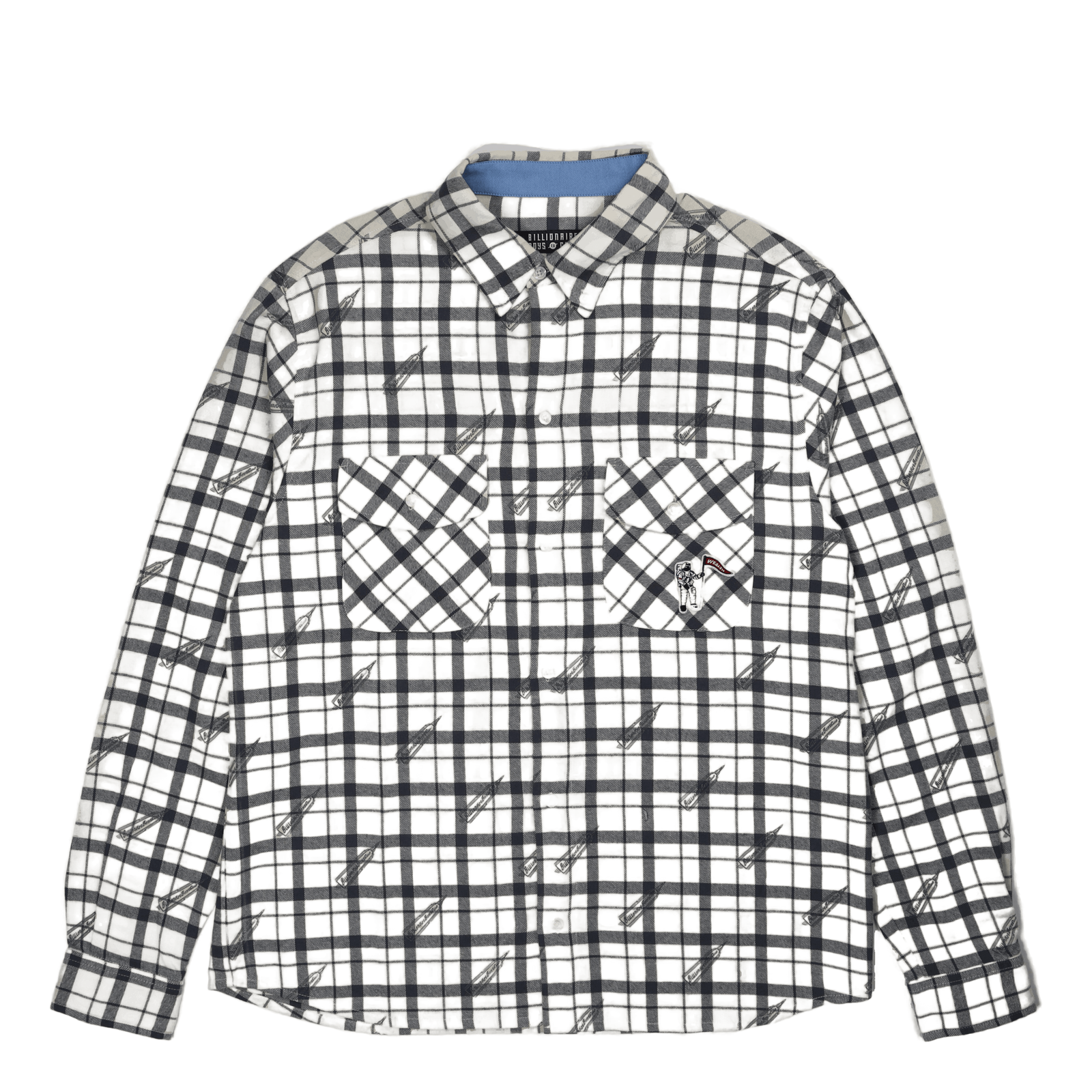 Printed Check Shirt Off White