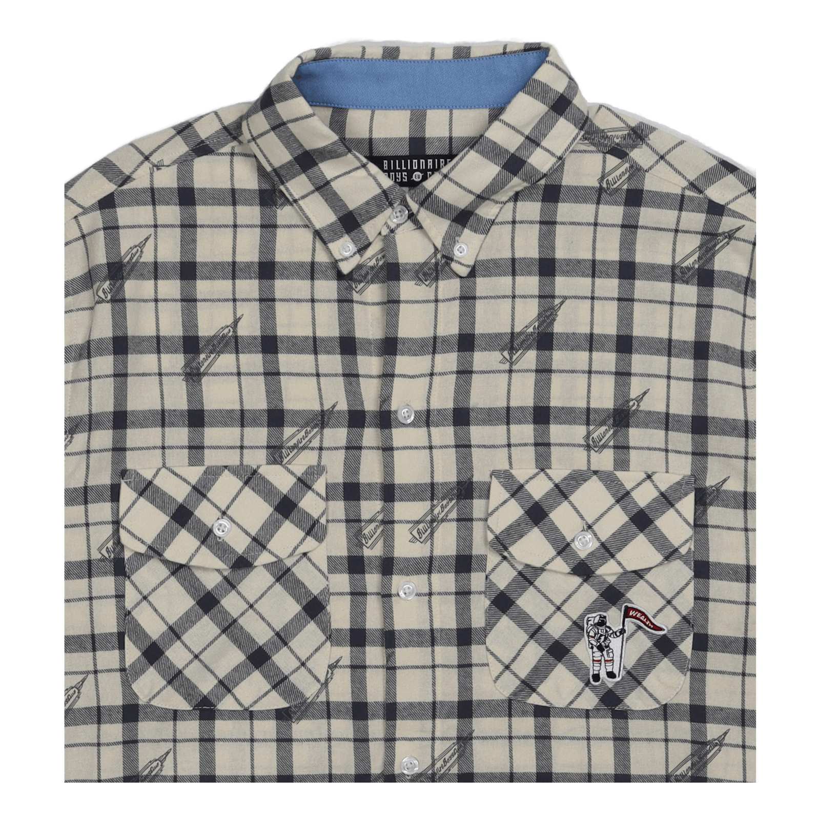 Printed Check Shirt Off White
