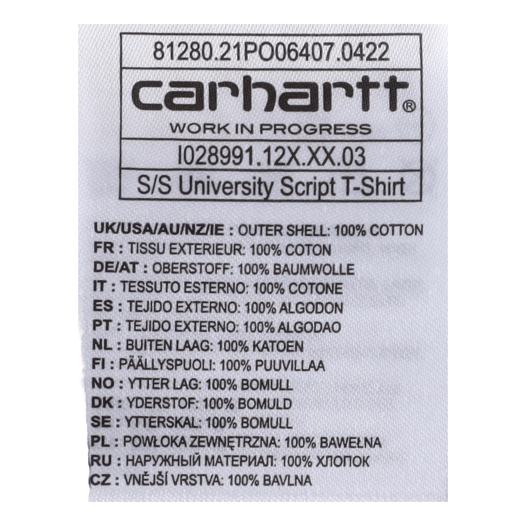 S/s University Script T-shirt Corvina / White