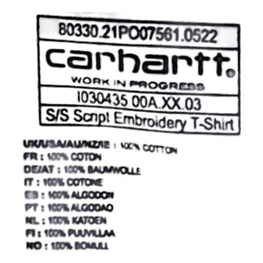 S/s Script Embroidery T-shirt White / Black