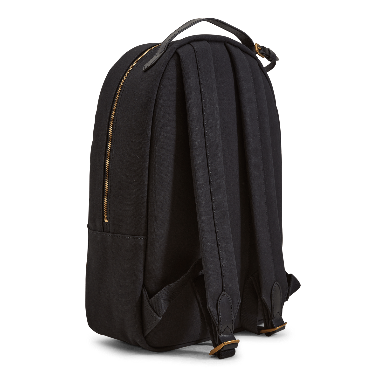 Leather-Trim Canvas Backpack Black/Black