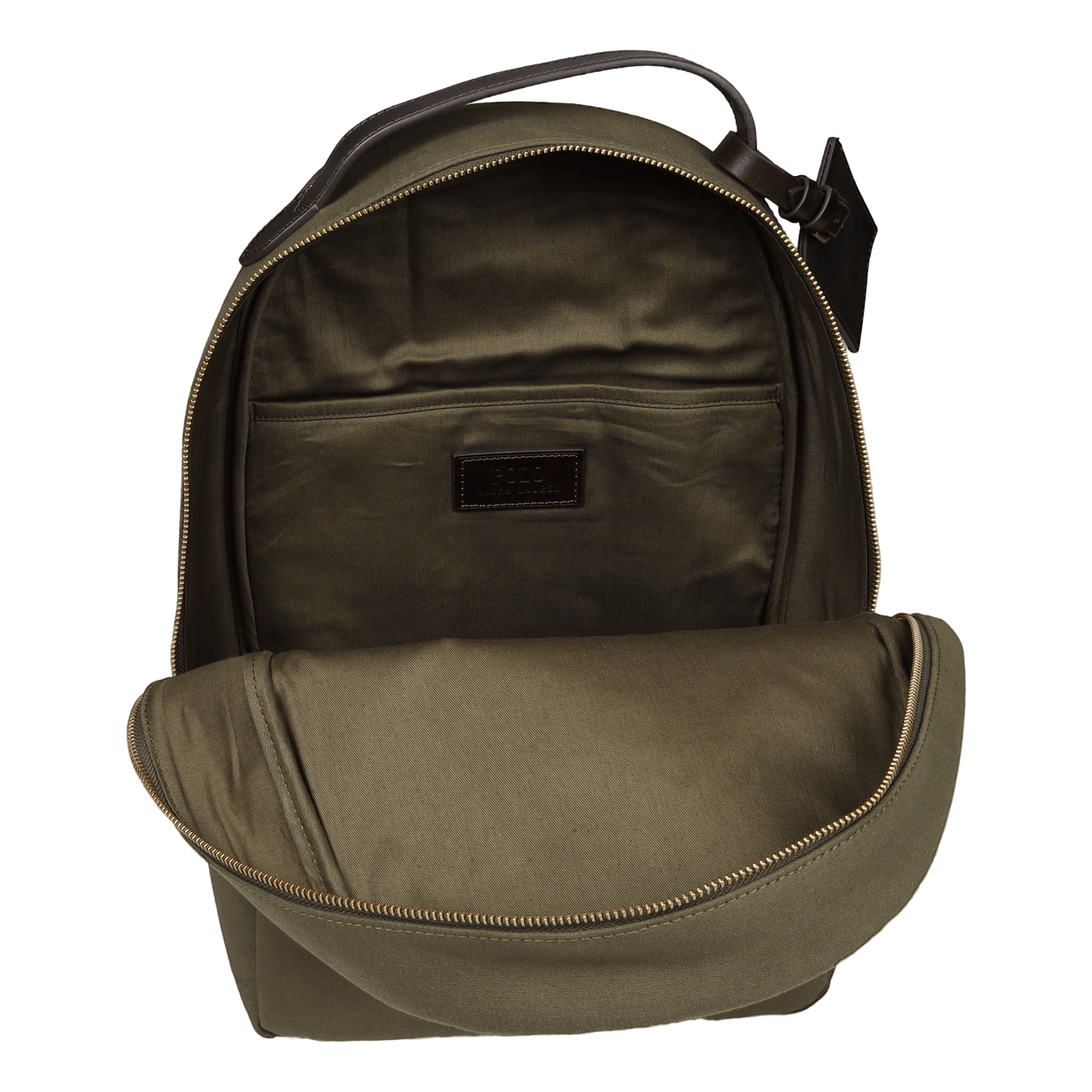 Leather-Trim Canvas Backpack Defender Green