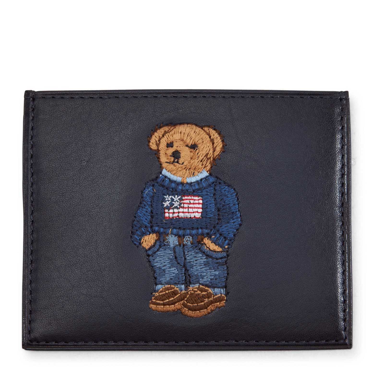 Polo Bear Leather Card Case Navy