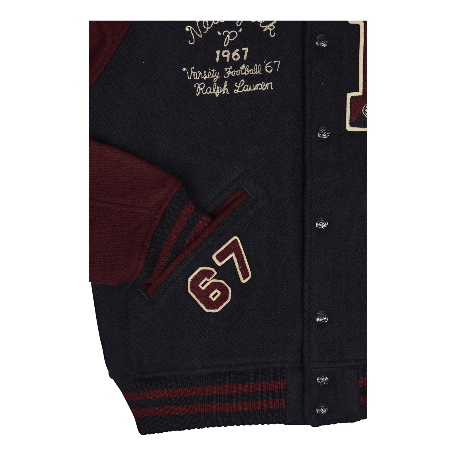 Wool-Blend Letterman Jacket Hunter Navy/Rich Ruby