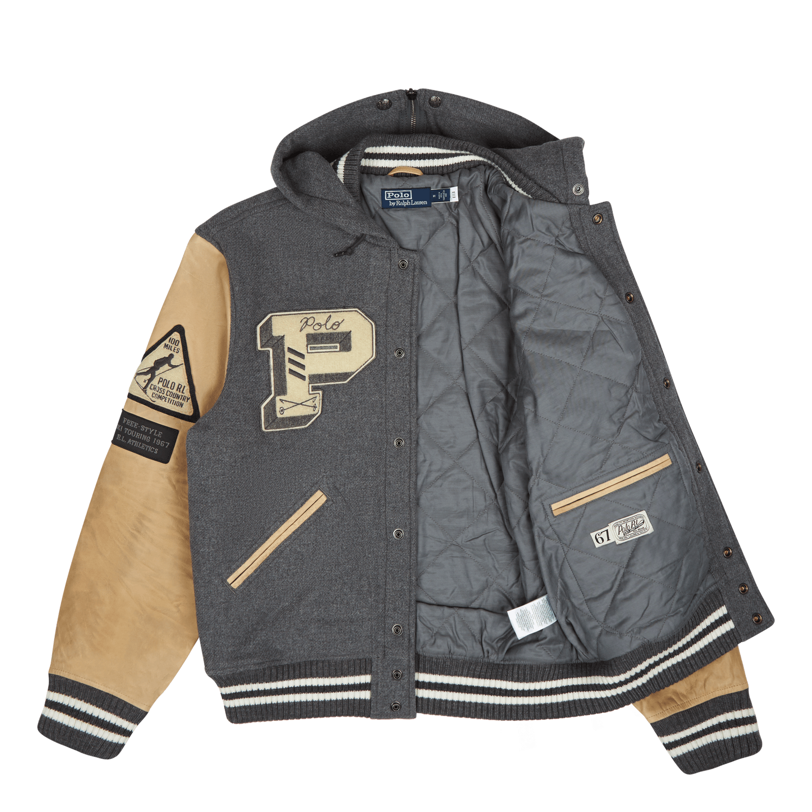 Letterman Wool Hooded Jacket Grey Heather