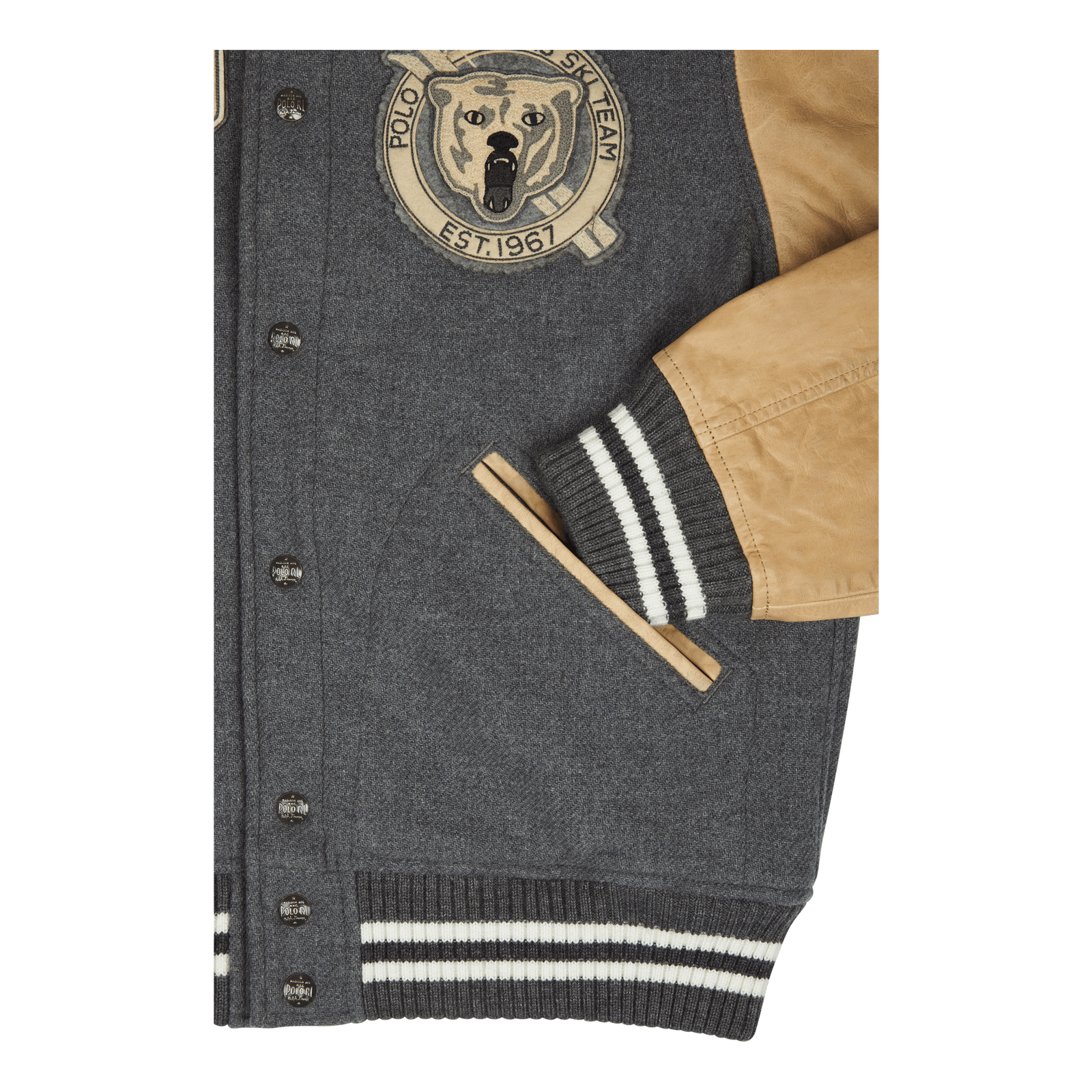 Letterman Wool Hooded Jacket Grey Heather