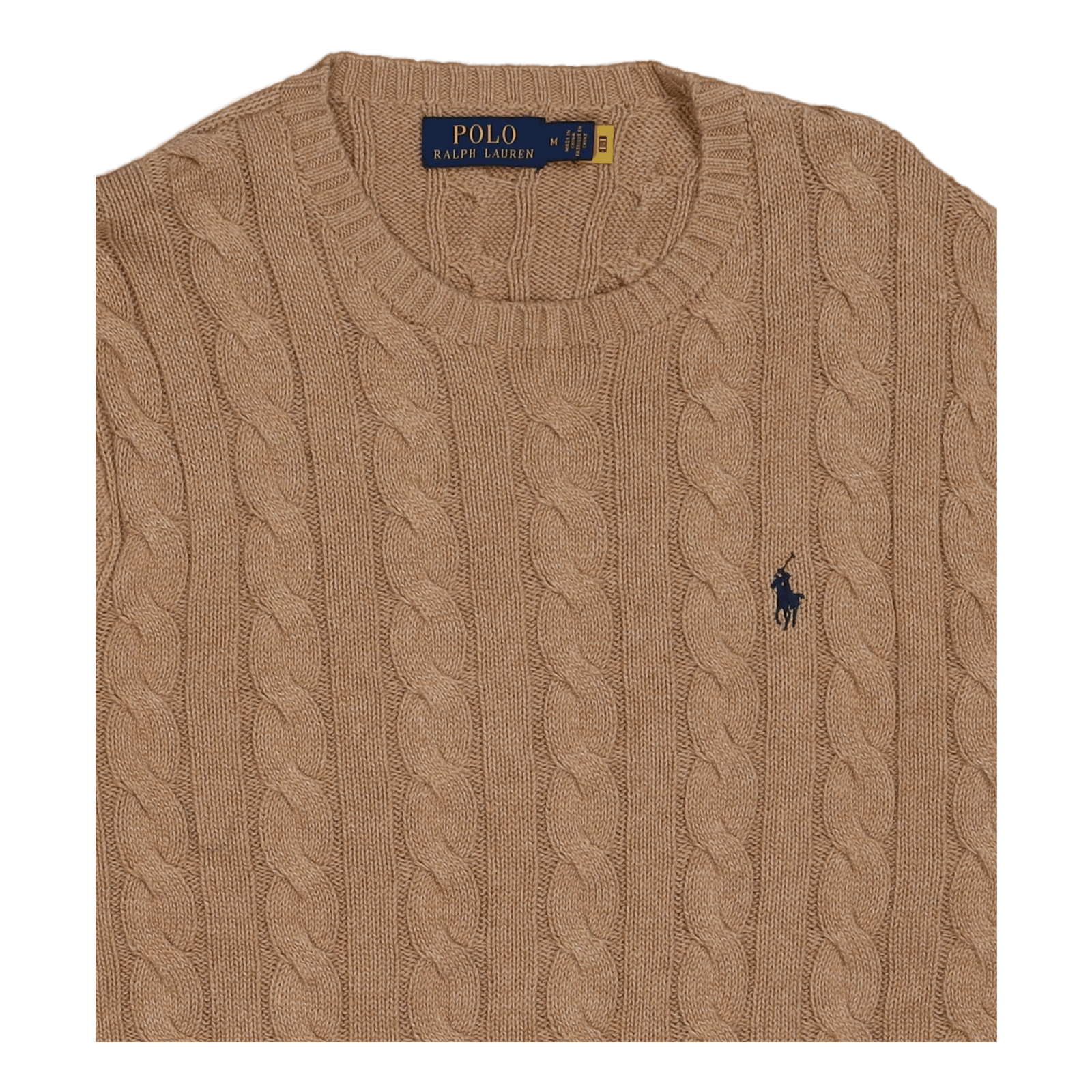 Cable-Knit Cotton Sweater Camel Melange