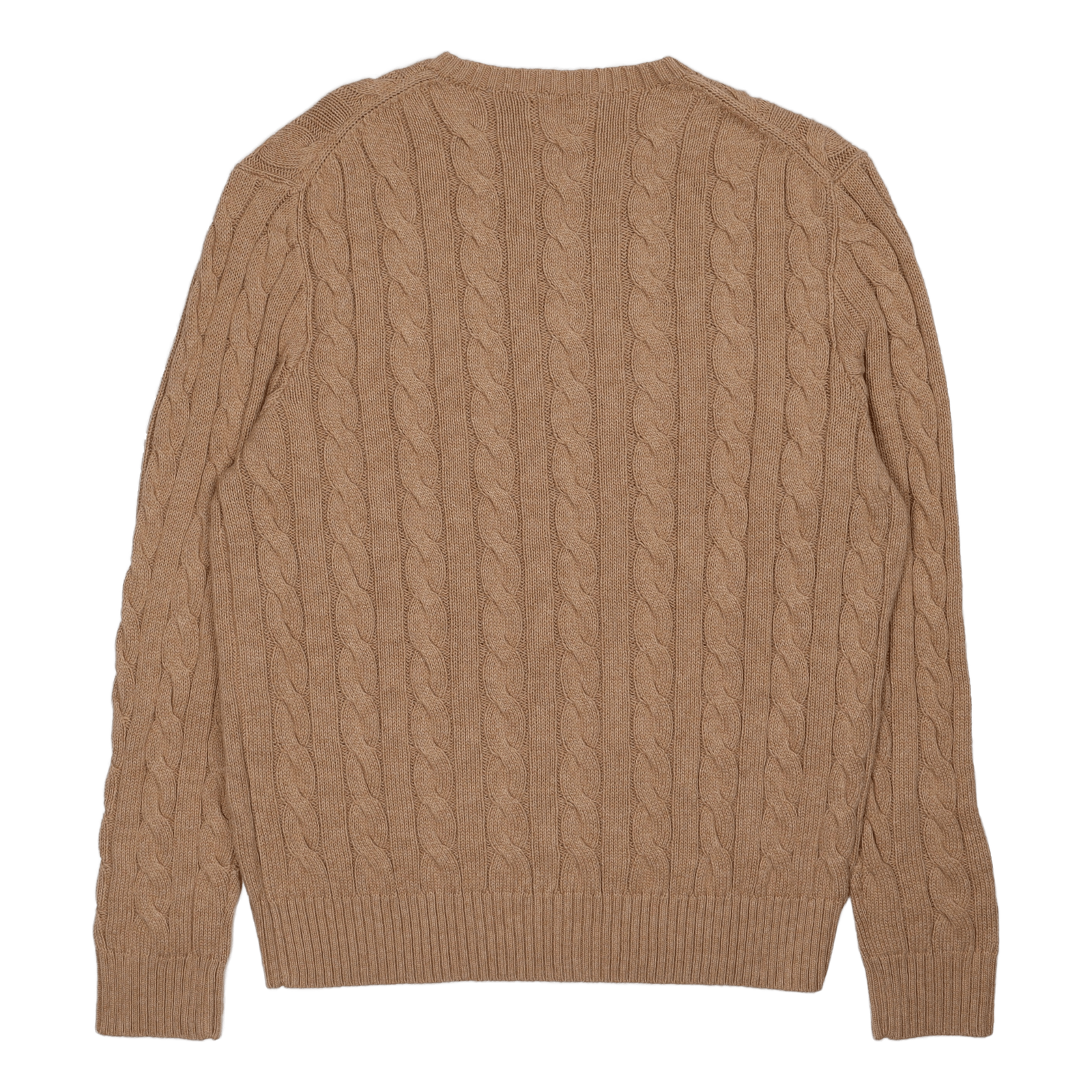 Cable-Knit Cotton Sweater Camel Melange