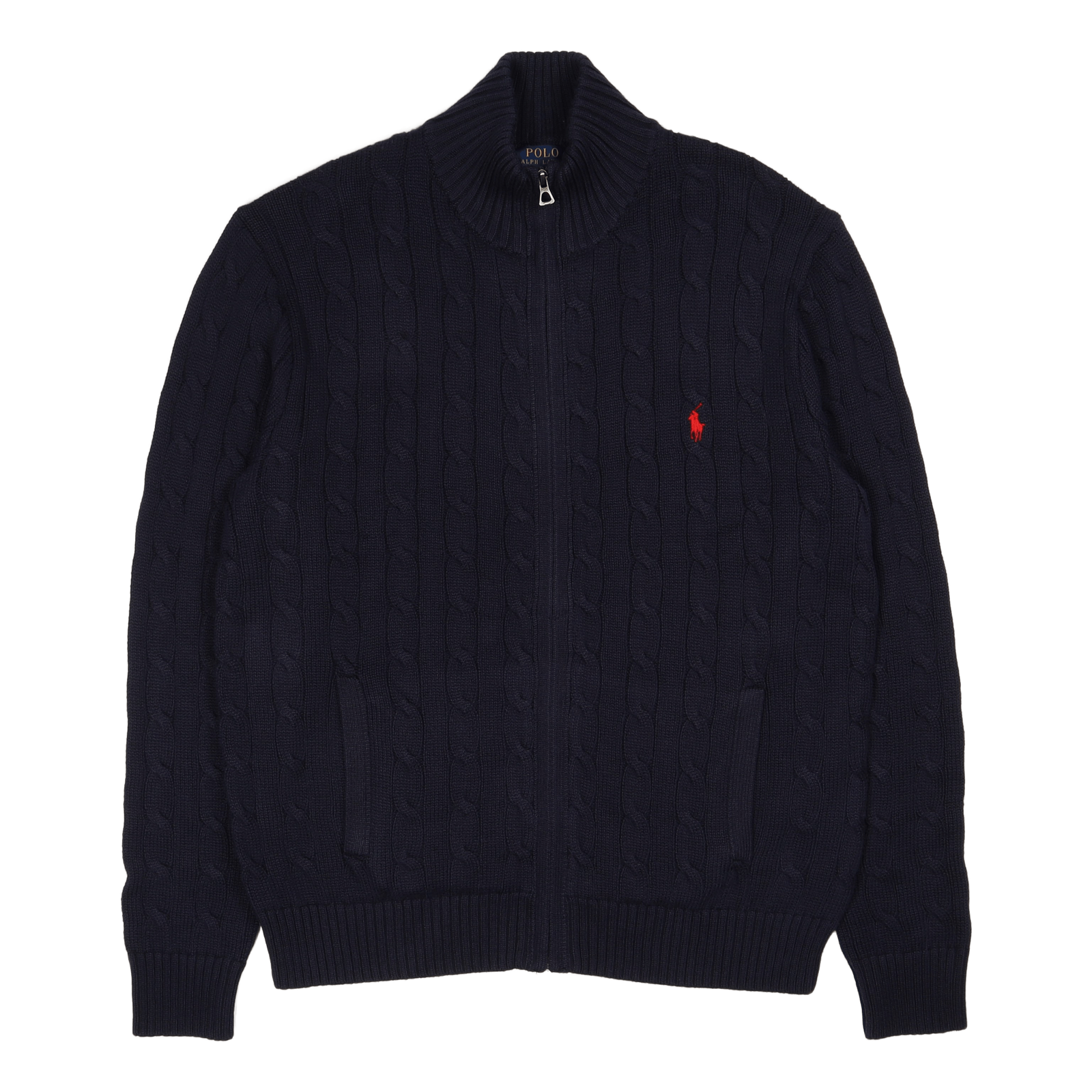 Cable-Knit Cotton Full-Zip Sweater Hunter Navy