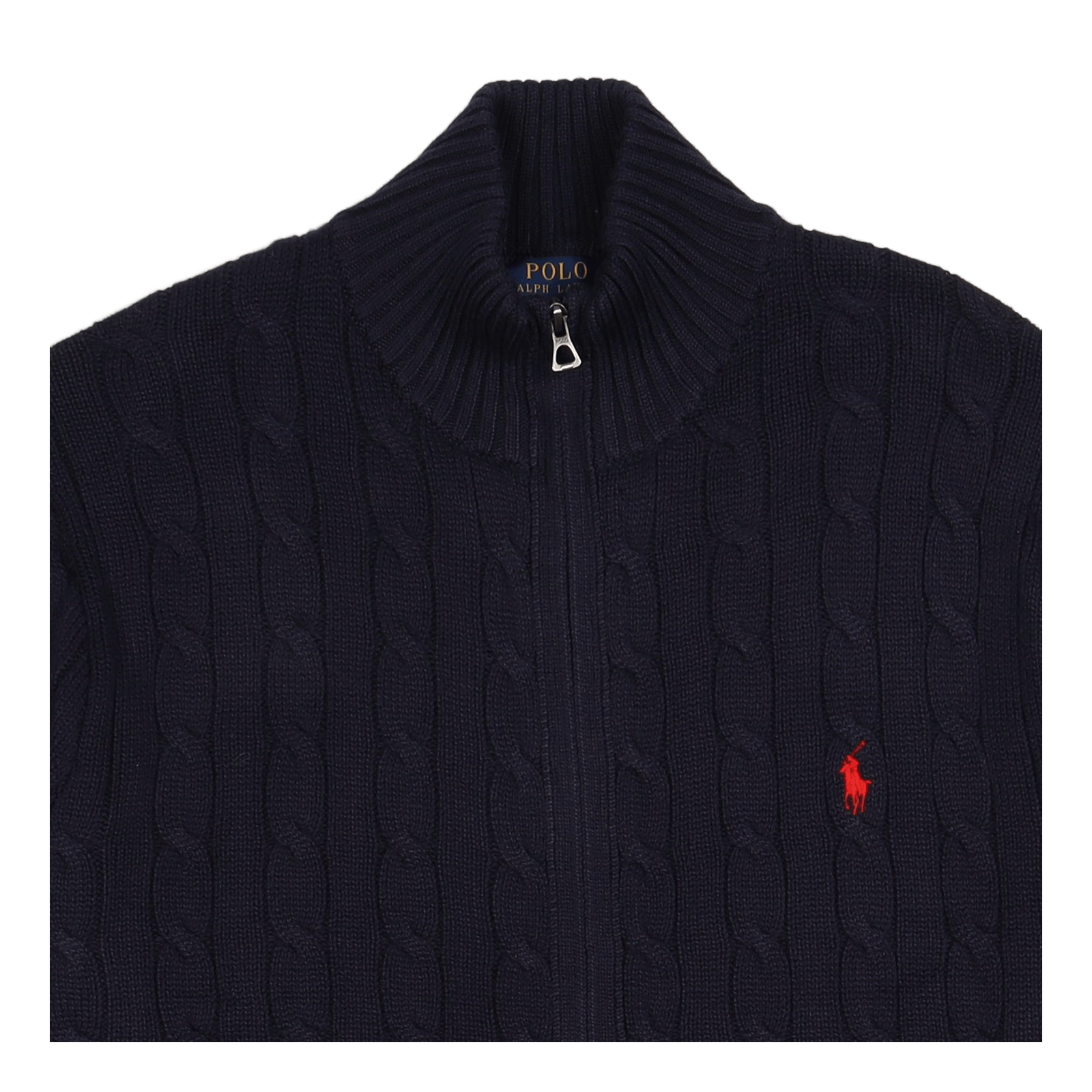 Cable-Knit Cotton Full-Zip Sweater Hunter Navy