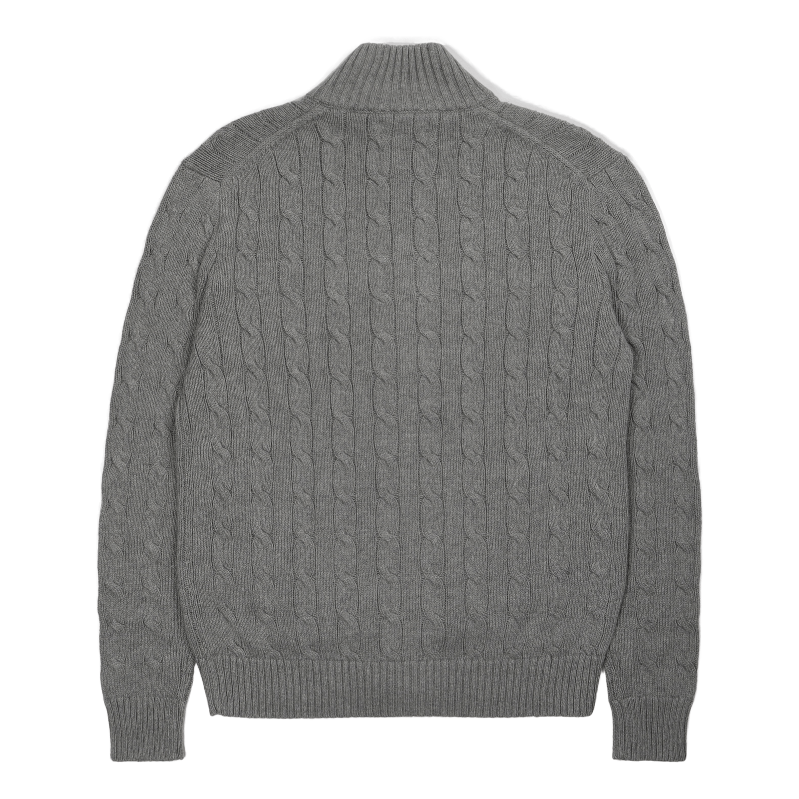 Cable-Knit Cotton Full-Zip Sweater Fawn Grey Heather
