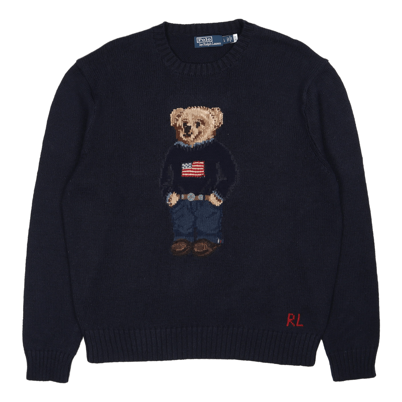 Polo Bear Cotton-Linen Sweater Navy