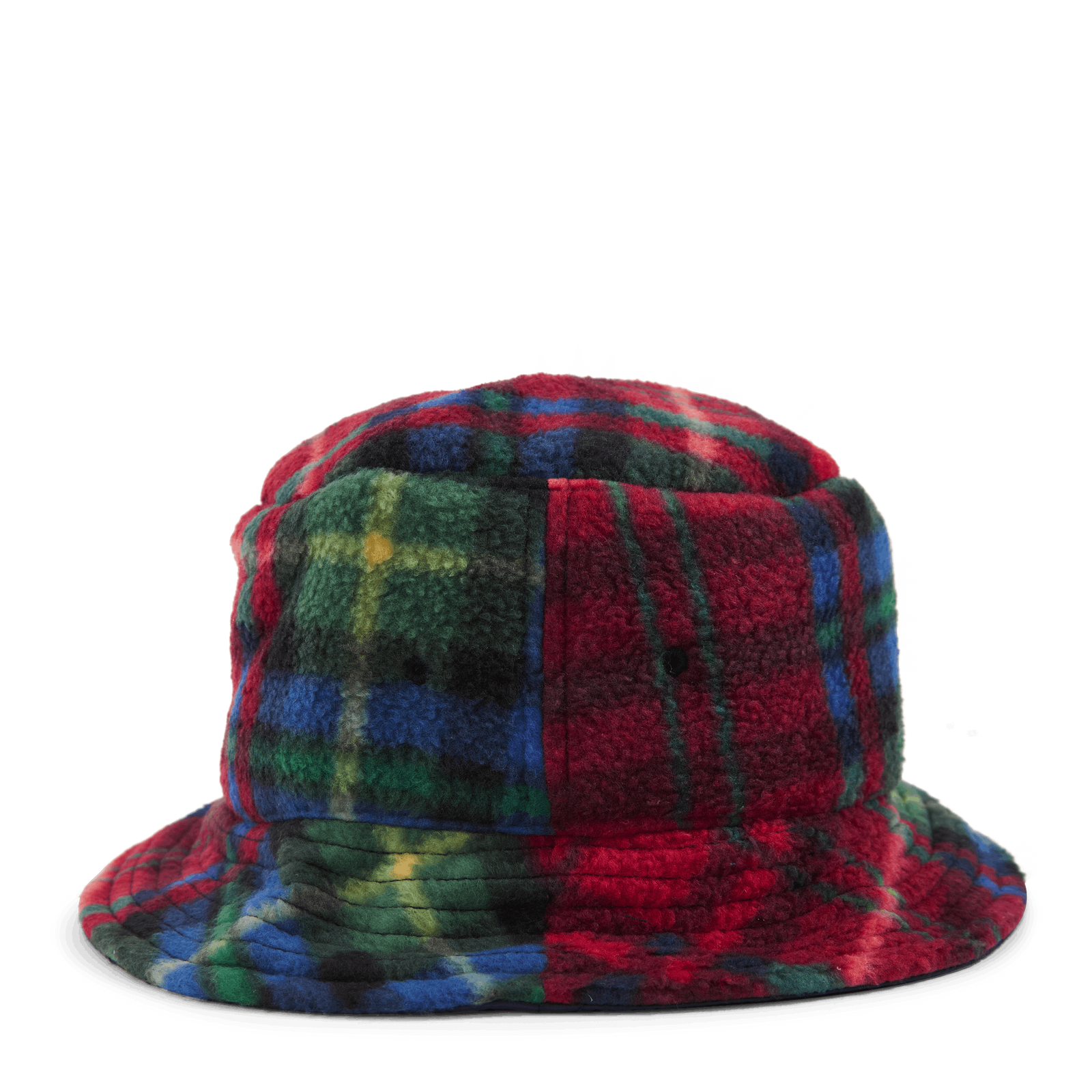 Plaid Fleece Bucket Hat Royal Crimson Plaid