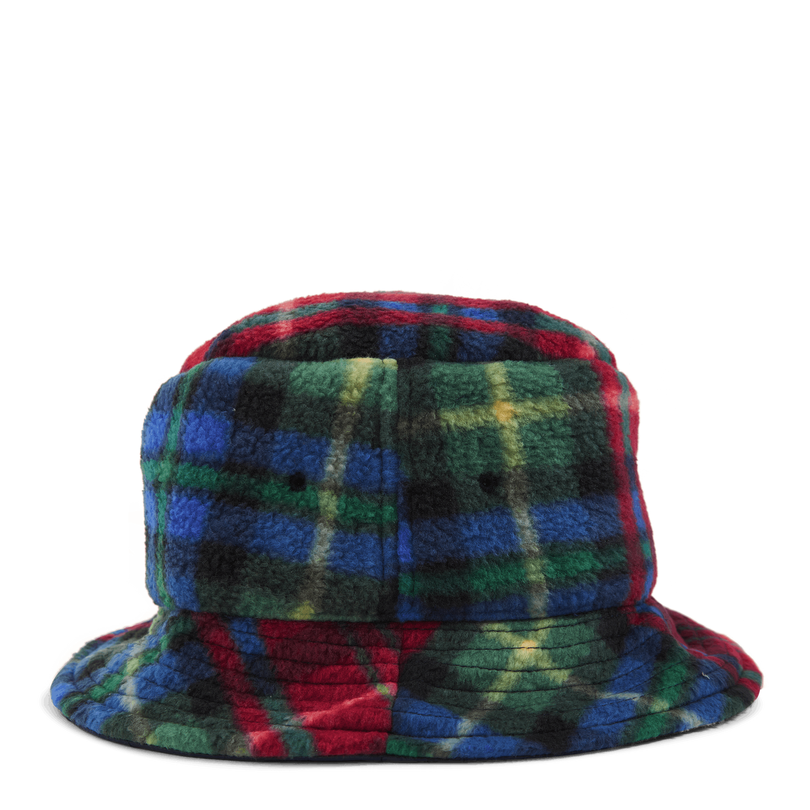 Plaid Fleece Bucket Hat Royal Crimson Plaid