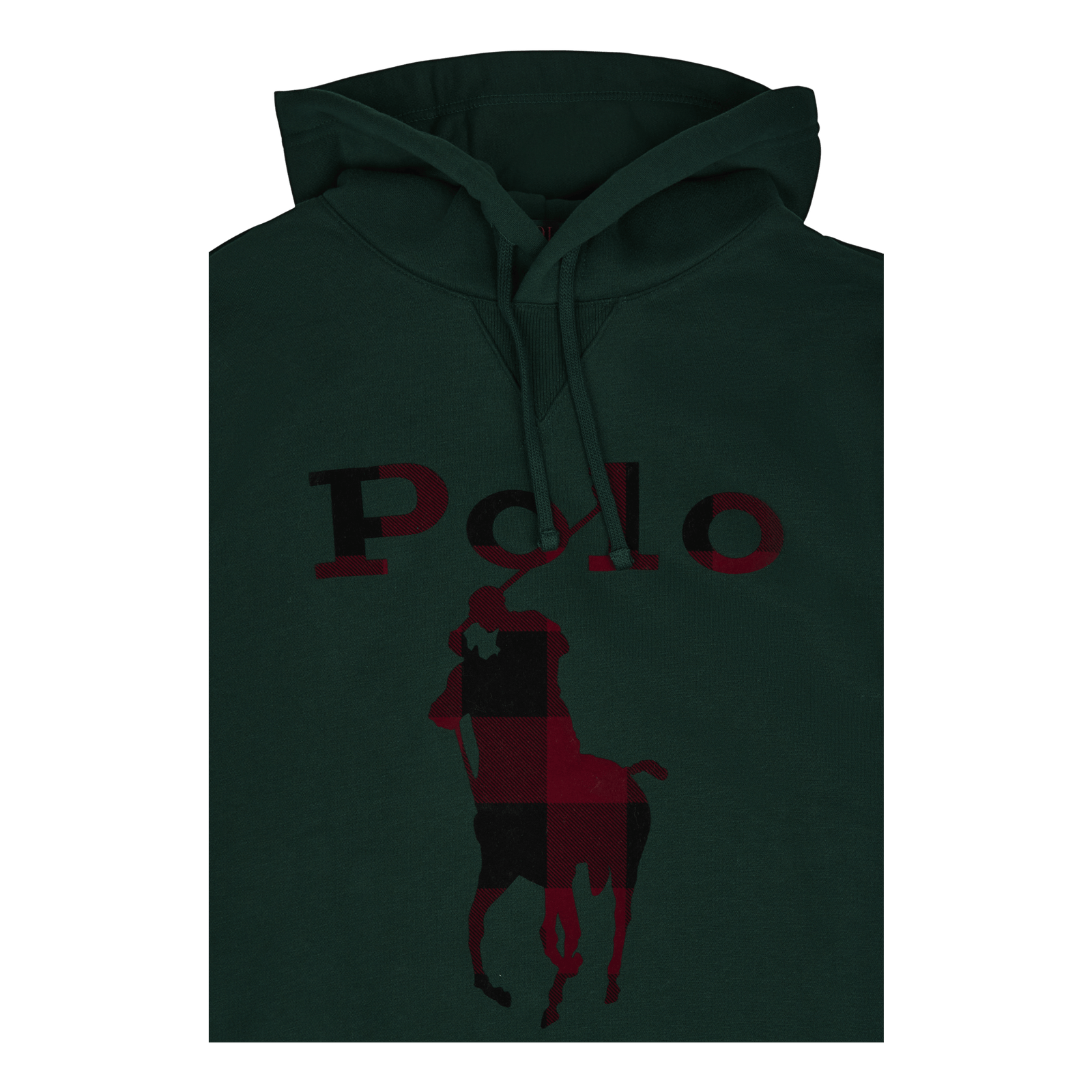 Checked Big Pony Logo Fleece Hoodie College Green