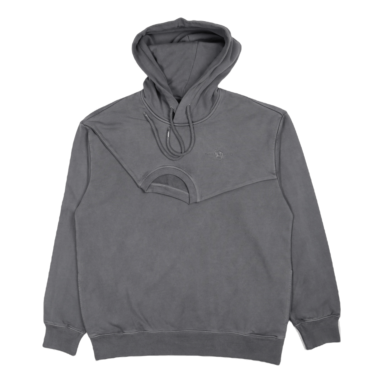 Plant Dye Double Collar Hoodie Dark Grey