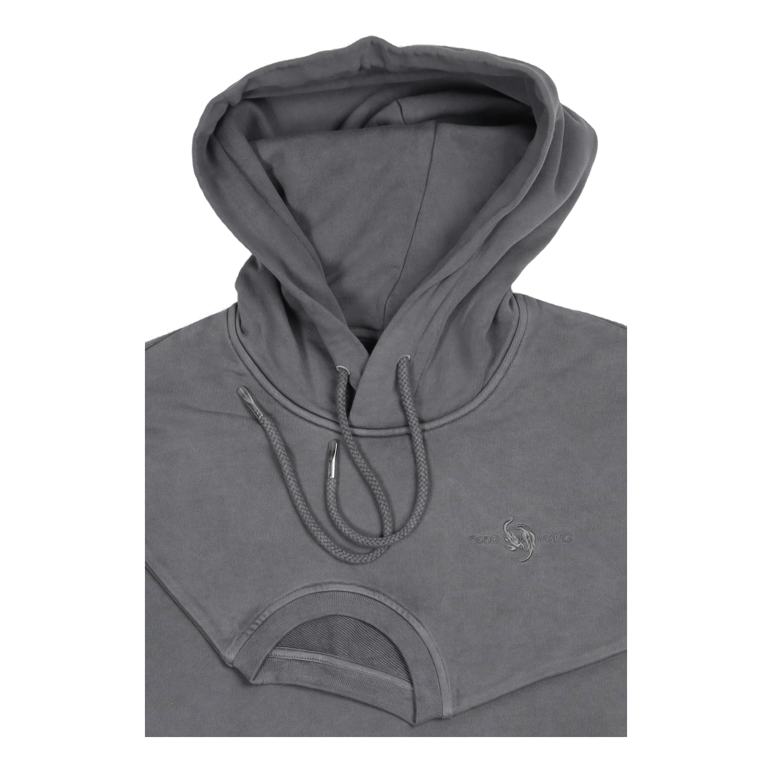 Plant Dye Double Collar Hoodie Dark Grey