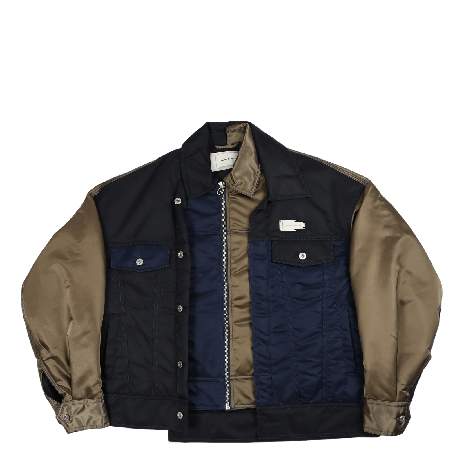 Deconstructed Nylon Panelled J Kahki/black/navy