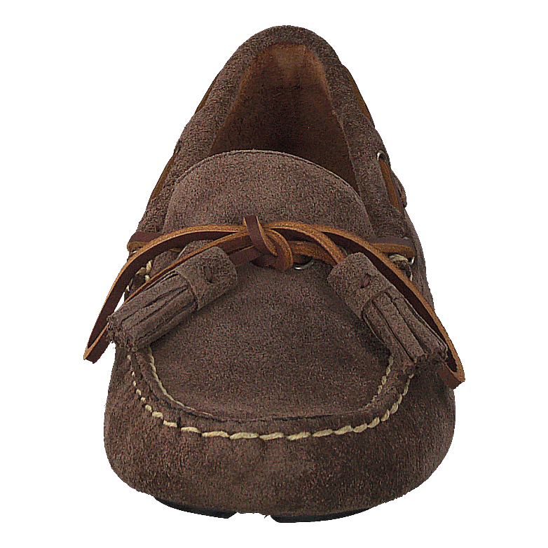Anders Tasseled Suede Driver Chocolate Brown