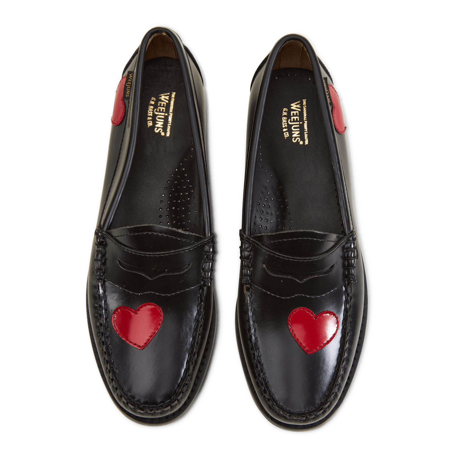 Gh Weejun Wmn Penny Love Black Lthr W/red
